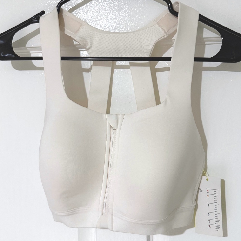 All in Motion Womens High Support Front Zip Sports Bra Cream 34C 214 05 7297